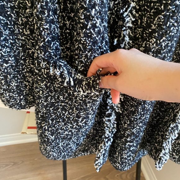 Ann Taylor Long Black and White Cardigan Sweater with Frayed edges - Picture 4 of 6